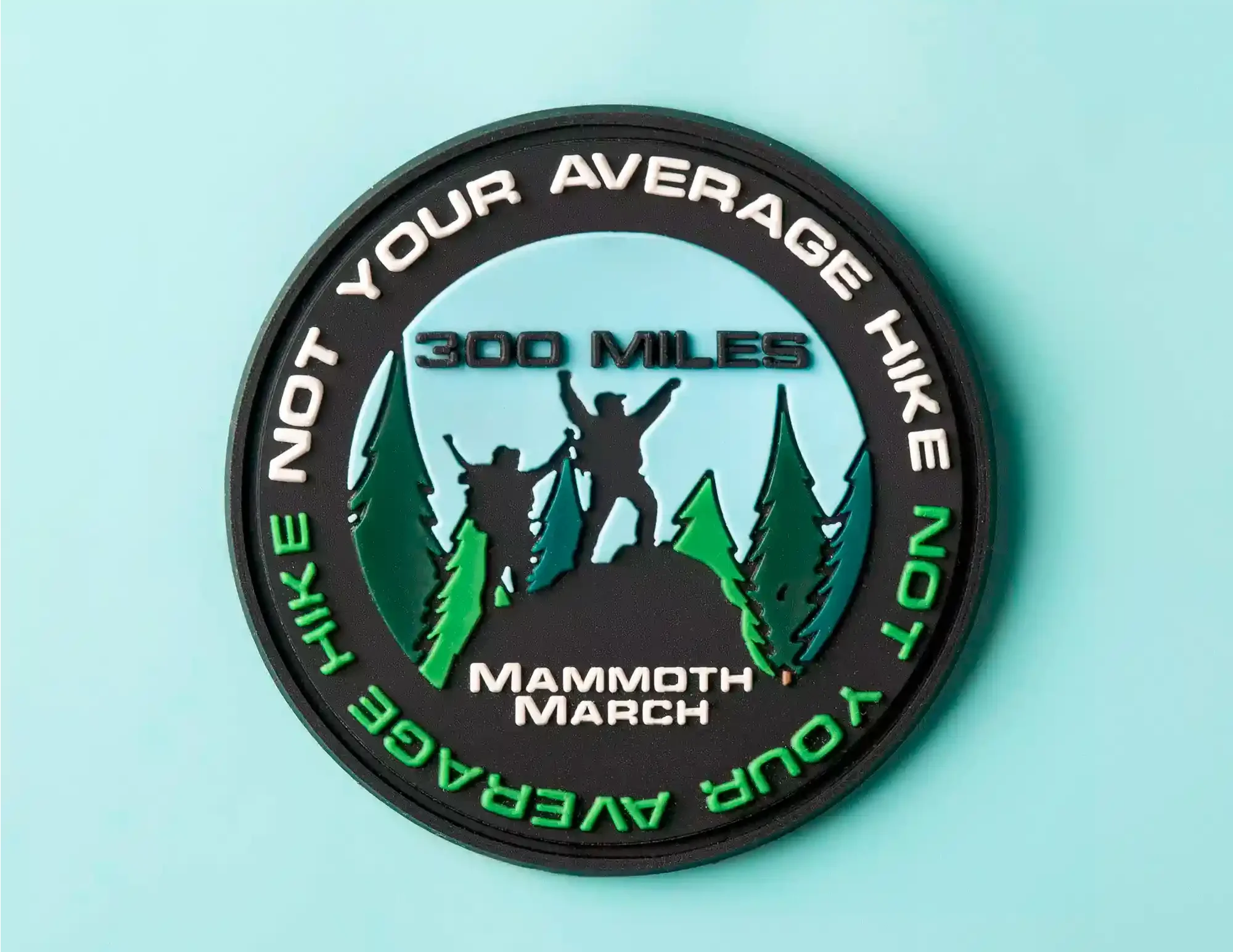 Custom-Mammoth-Match-300-miles-pvc-patches-e1725121777470.webp