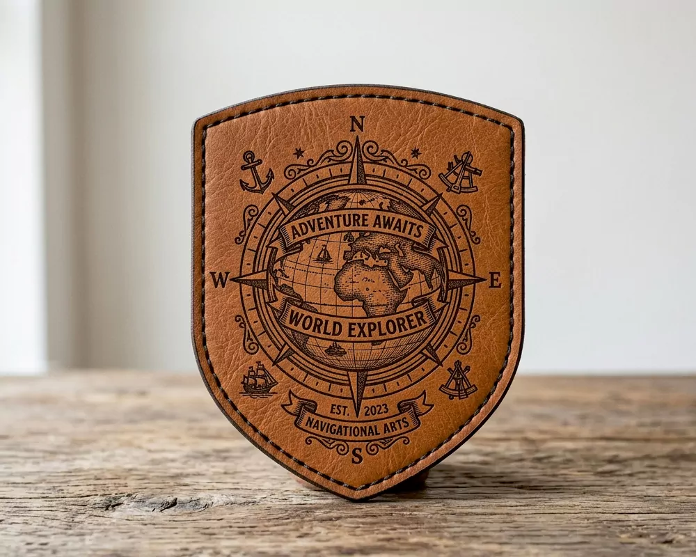 Globe & Compass Faux Leather Patch
