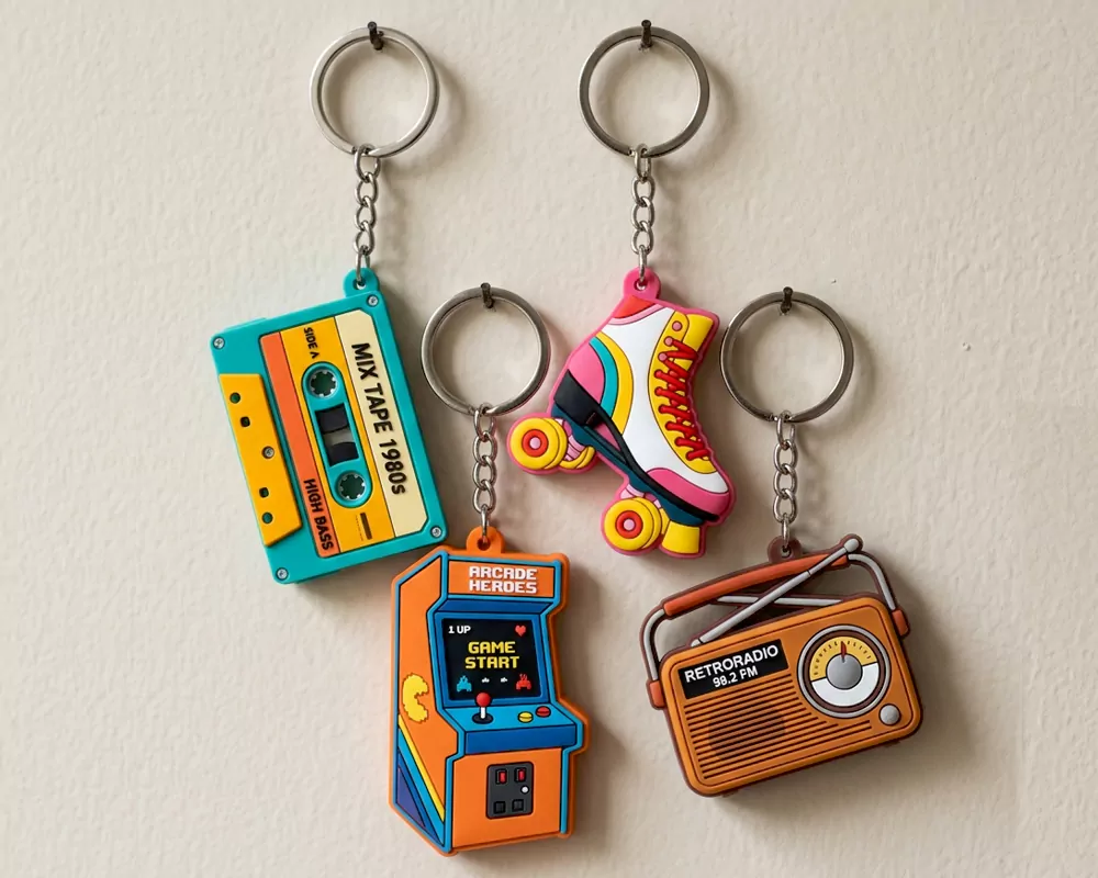 Retro Collection PVC Rubber Keychains